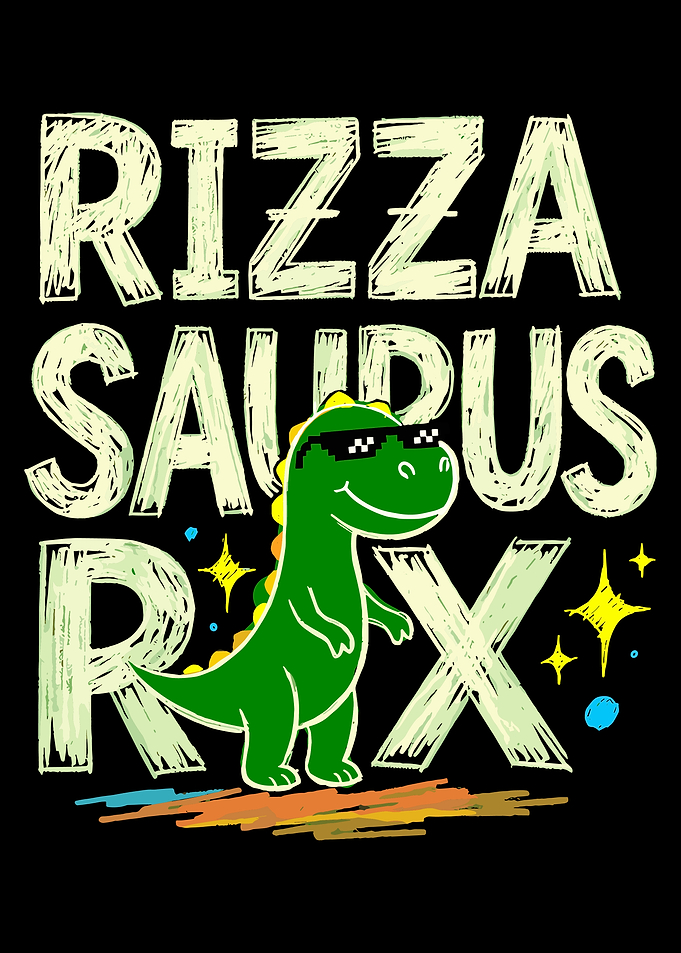 Rizzasaurus Rex Poster, Funny Dinosaur Wall Art, Cool T Rex Meme Print for Kids Room