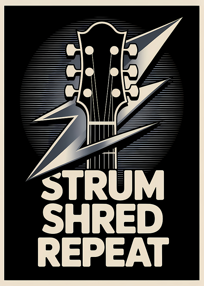 Strum Shred Repeat Guitar Lightning