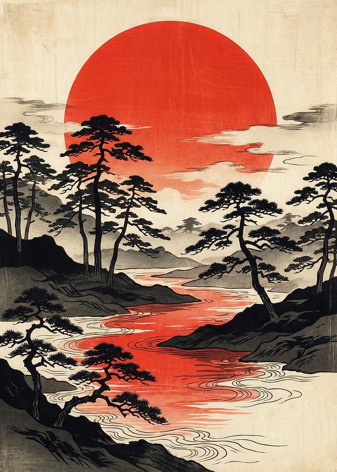 Crimson River of the Rising Sun