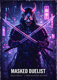 Masked Duelist – Neon Ronin Poster (Cyber Samurai Edition)