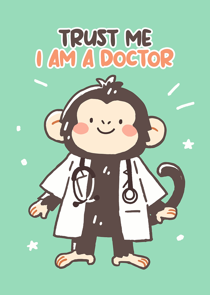Cute Monkey Doctor with Stethoscope