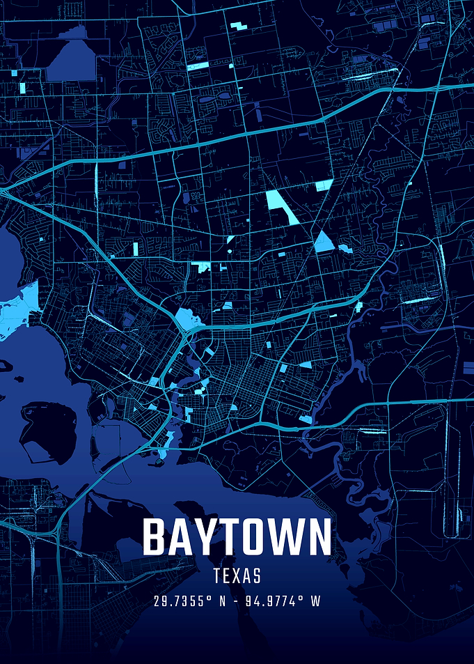 Baytown Texas Midnight City Map