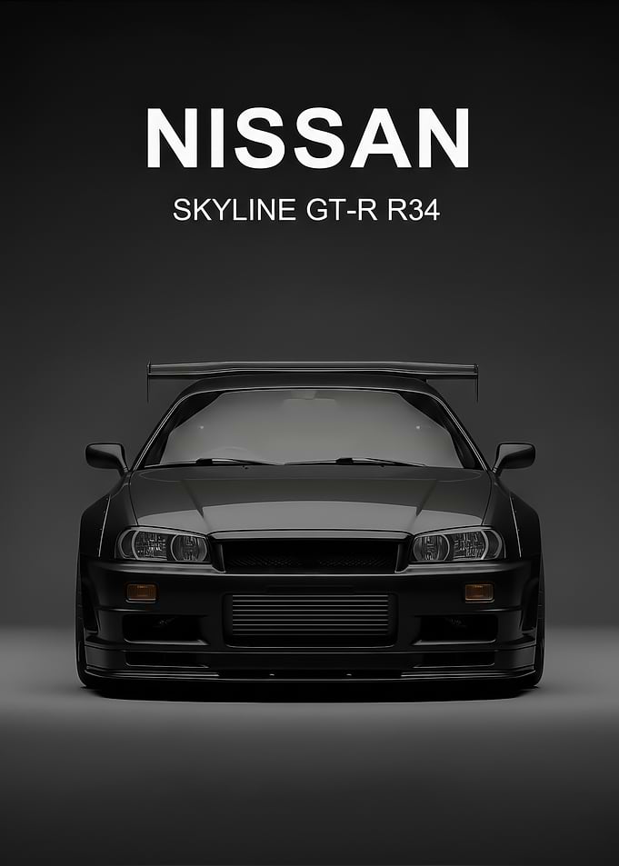 sport black Nissan Skyline GT-R R34 Poster