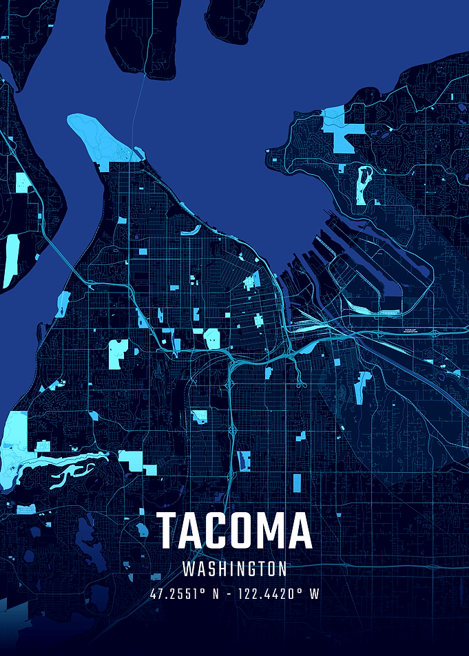 Tacoma Washington Midnight City Map