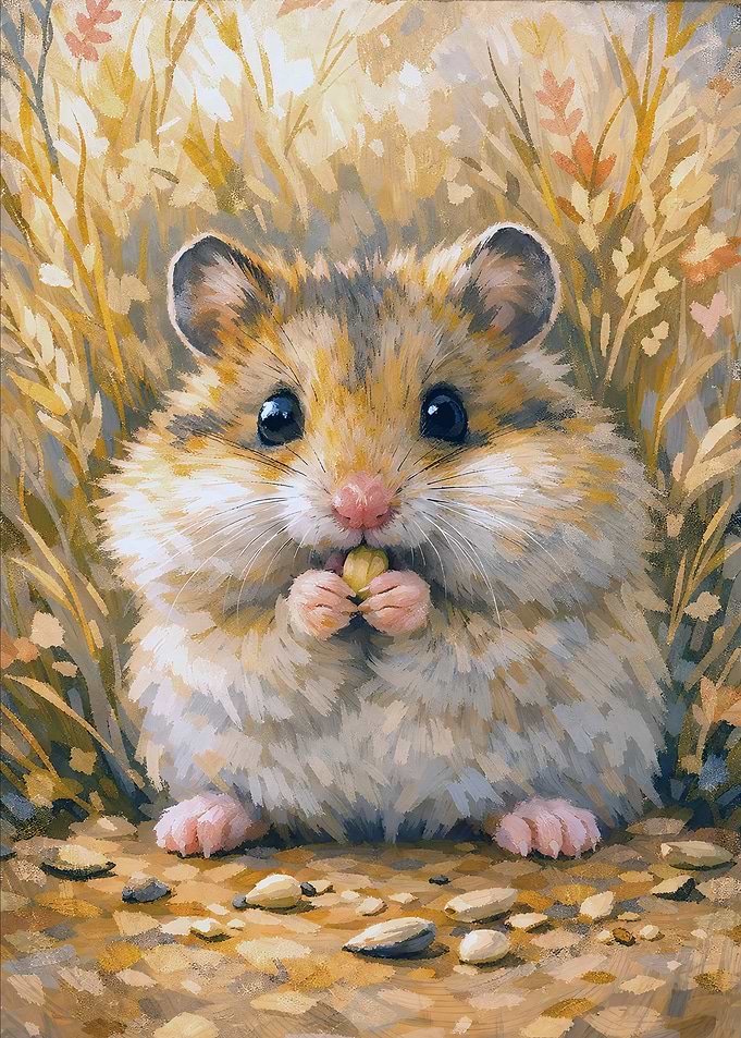Cute Hamster Eating a Nut