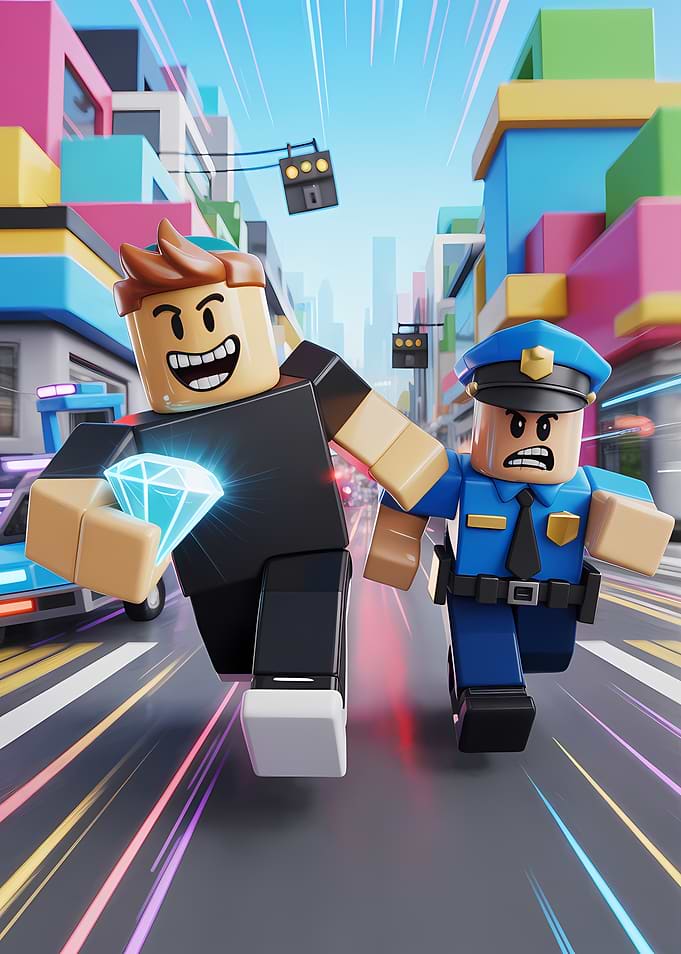 Roblox characters in a chase