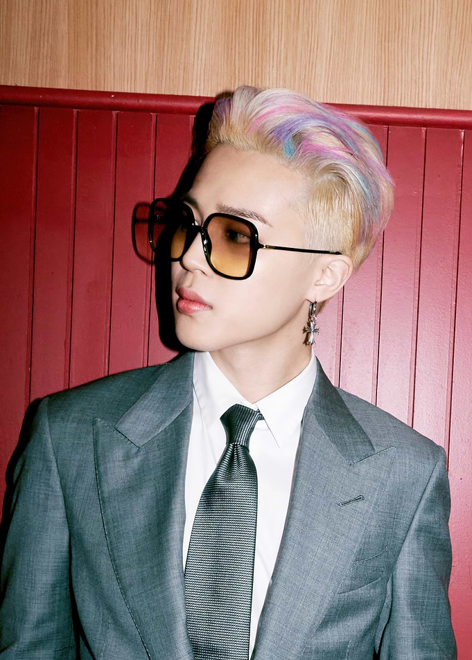 Jimin in a Suit with Colorful Hair