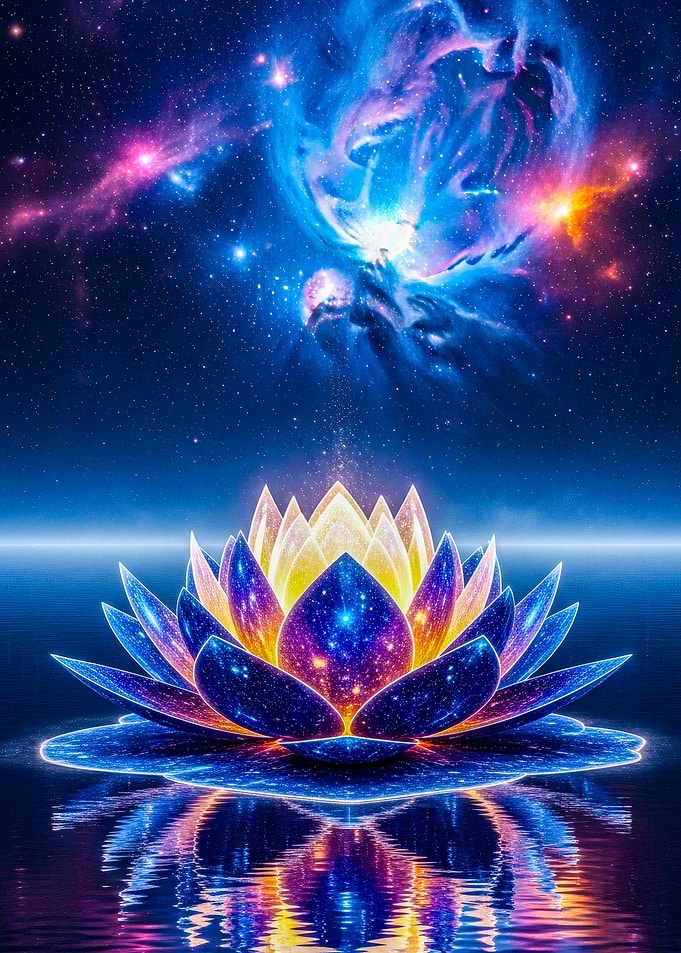 Cosmic Lotus Flower on Water