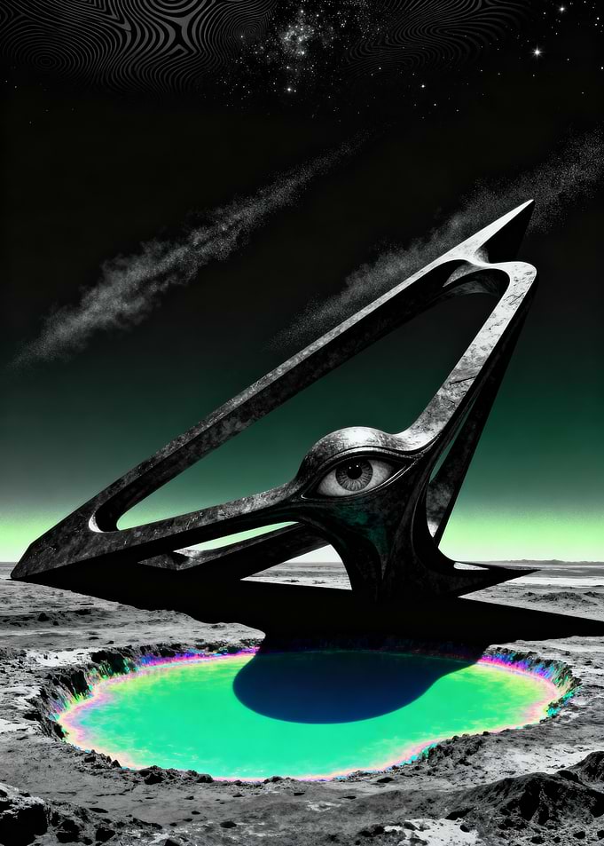 Alien Eye Sculpture in Crater Pool