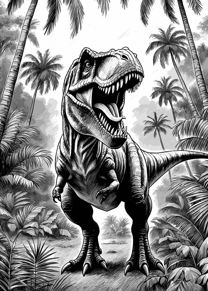 T-Rex in a Lush Jungle