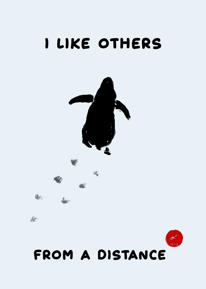 Penguin likes others from a distance