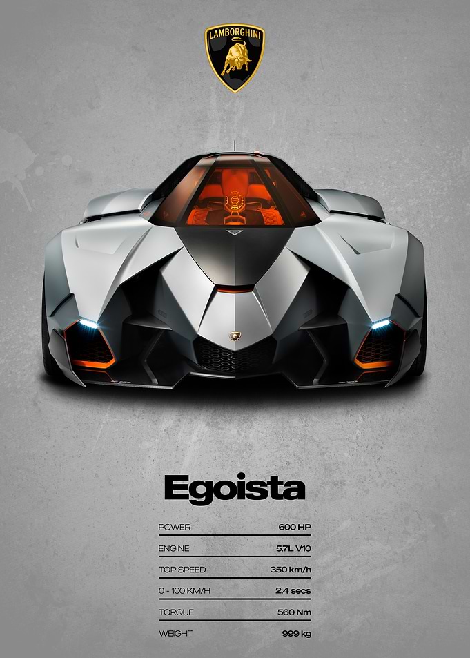 Lamborghini Egoista Specs Poster