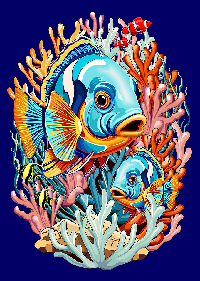 Vibrant Coral Reef with Tropical Fish