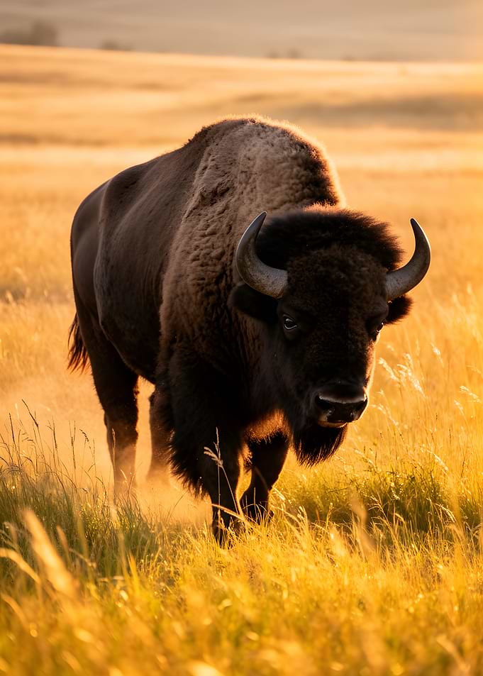 Bison in Golden Field