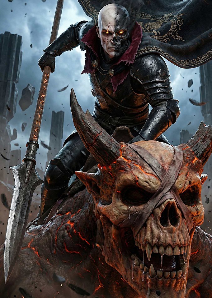 Dark Knight Riding a Demonic Beast