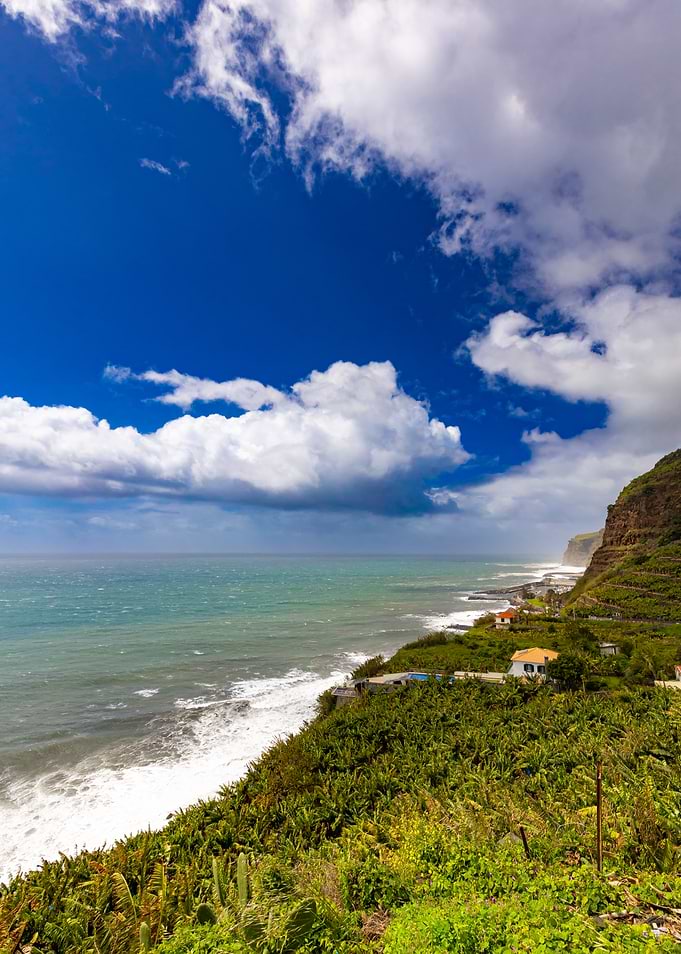 Coastal landscape with houses and ocean, Madeira