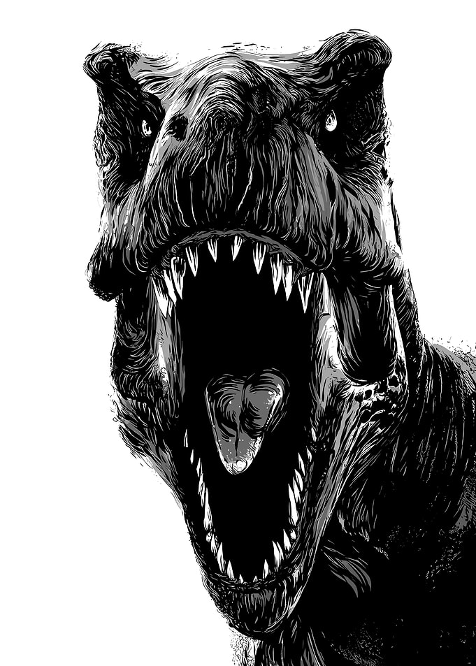 Close-up of a T-Rex roaring