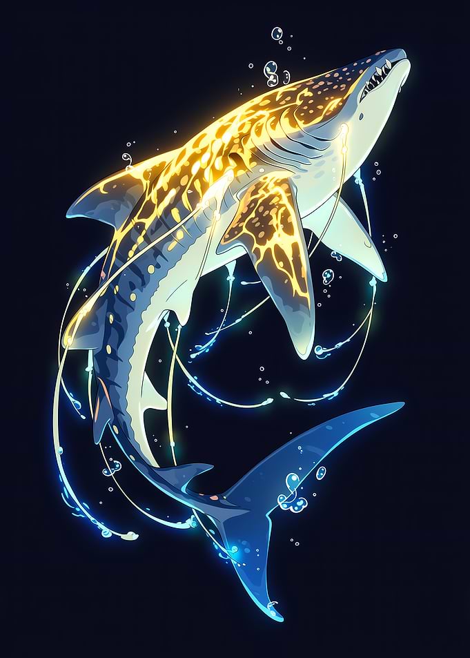 Glowing Whale Shark in Dark Water