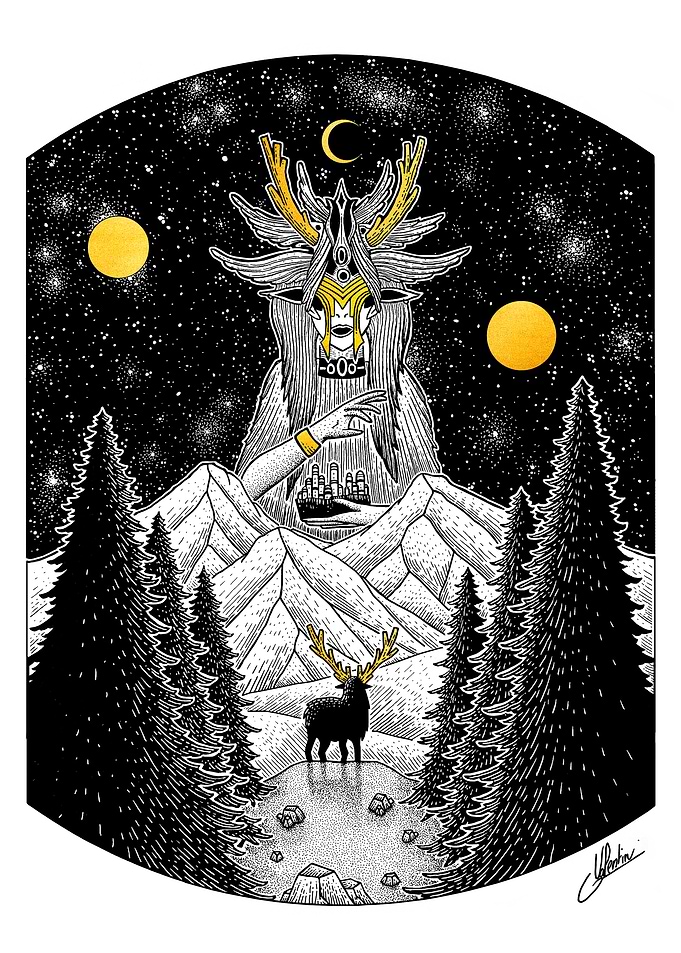Two gods facing each others