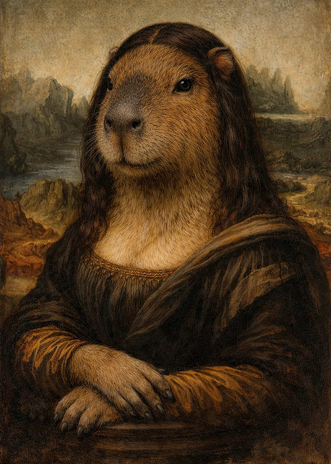 Capybara Mona Lisa Portrait