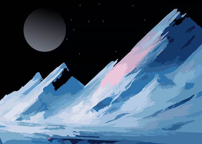 Lunar Landscape with Mountains
