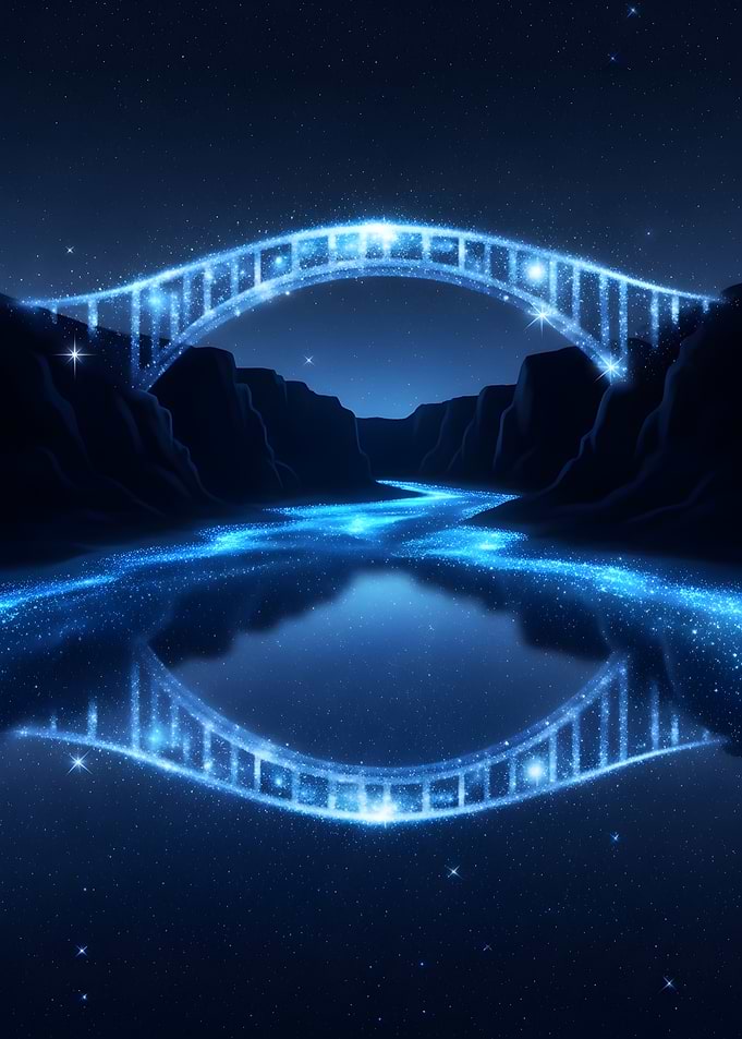 Magical Starry Bridge Over a Cosmic River