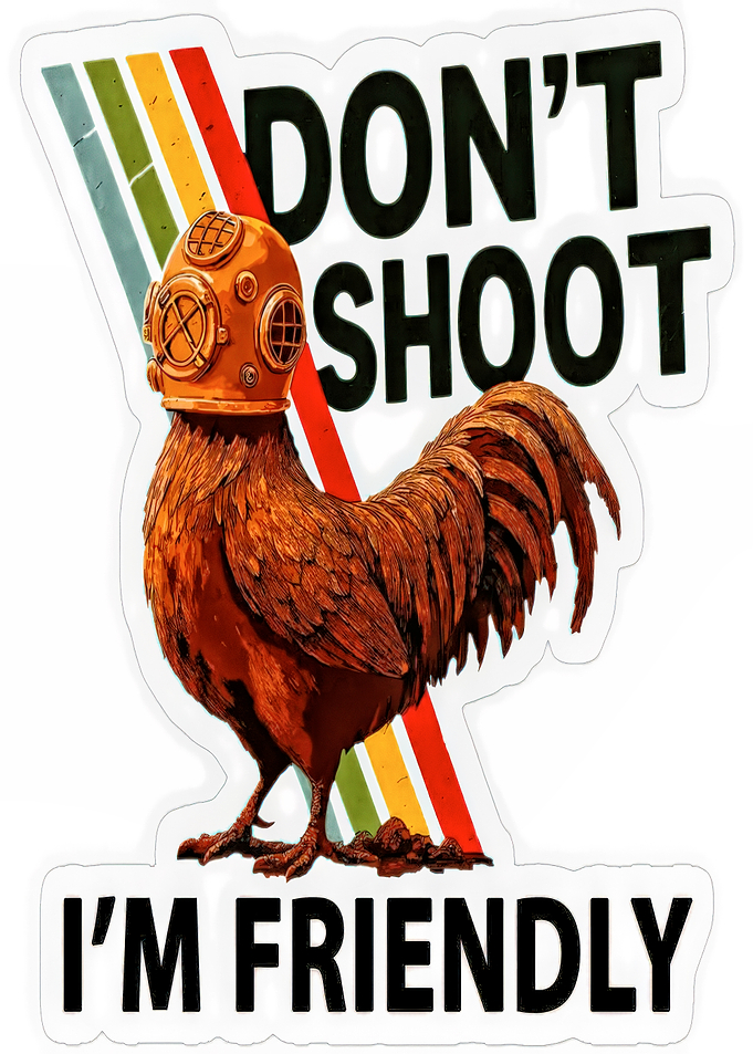 Rooster in Diving Helmet
