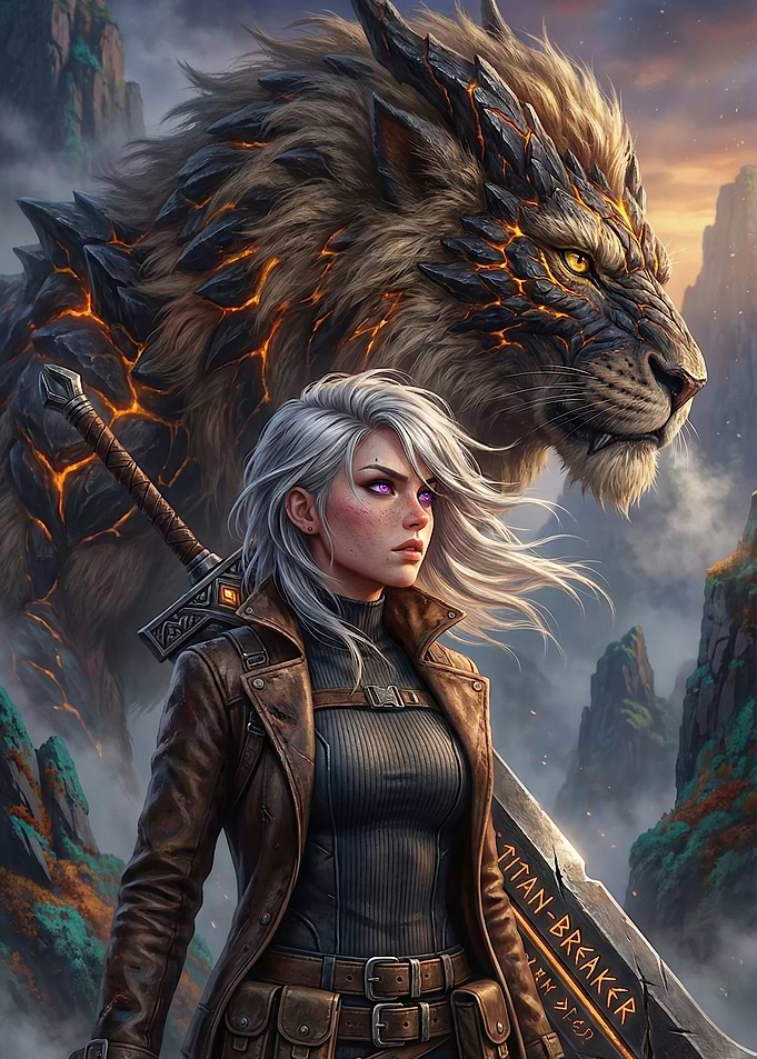 Warrior Woman and Mythical Beast