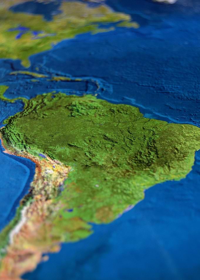 3D Topographic Map of South America