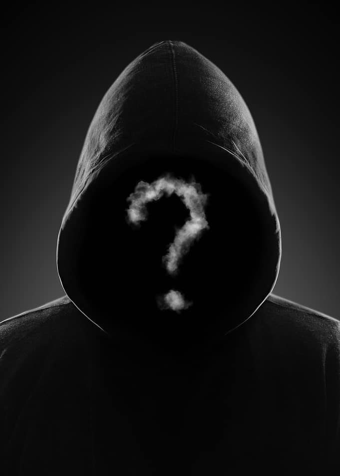 Mysterious figure with question mark