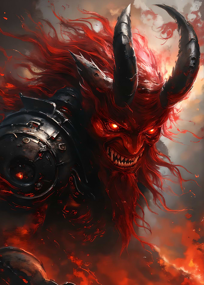 Demonic Warrior with Fiery Aura