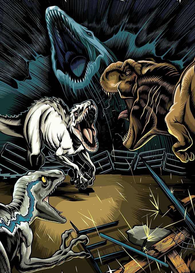Dinosaurs in a Fierce Battle