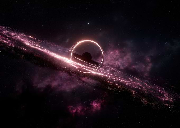 Black Hole With Pink Accretion Disk