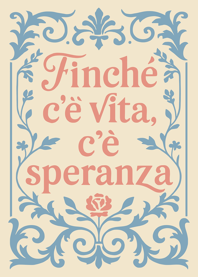 Italian Proverb with Floral Border