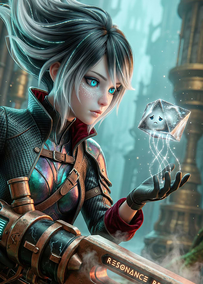 Steampunk Girl with Crystal Companion