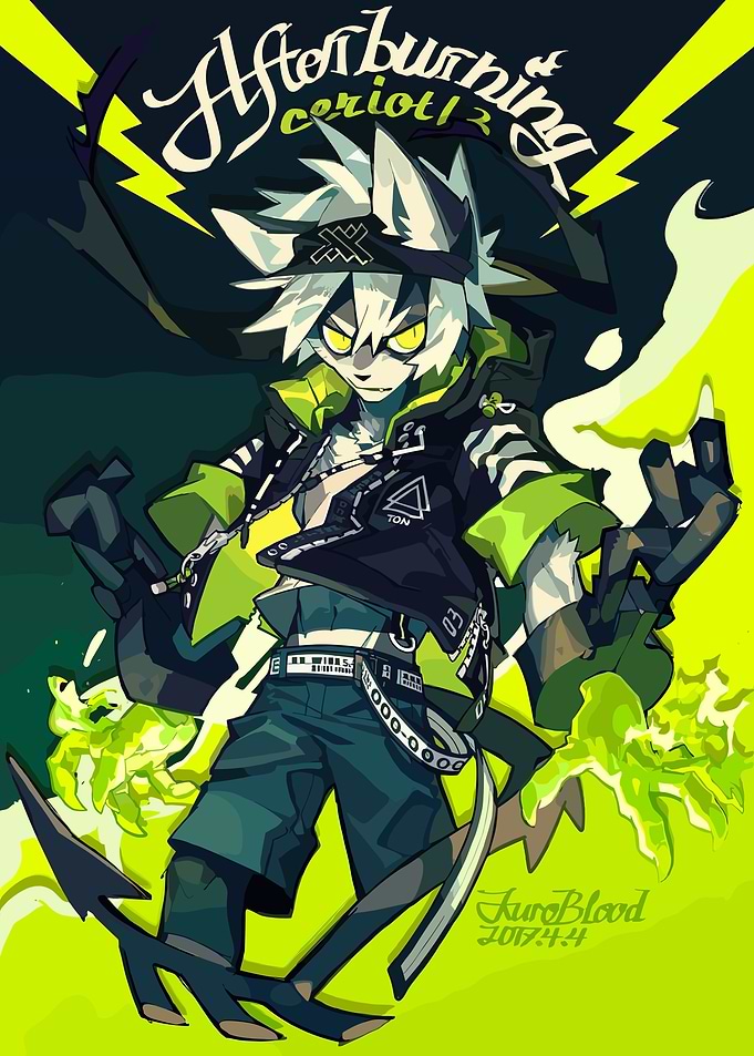 Anime Character with Neon Green Energy