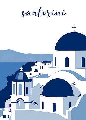 Santorini Travel Poster