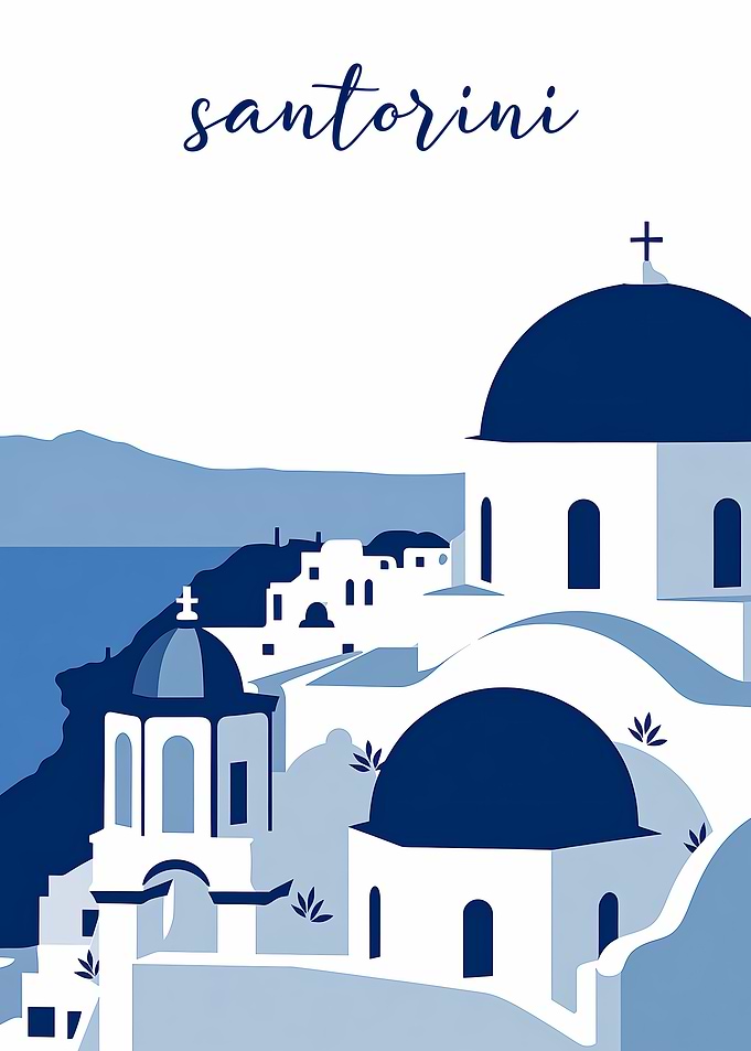 Santorini Travel Poster
