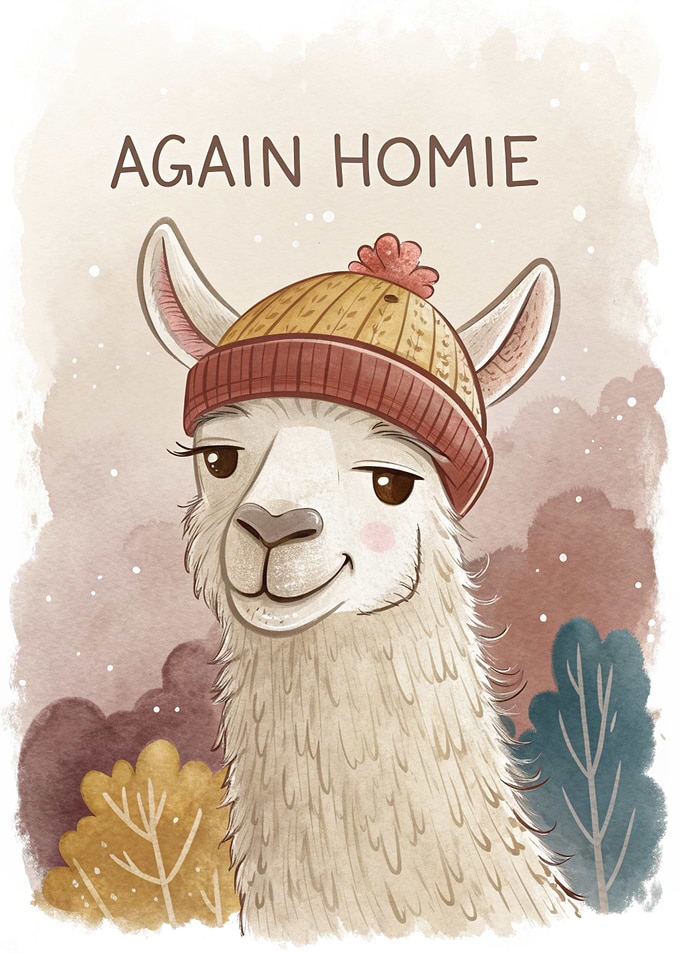 Llama Wearing a Beanie
