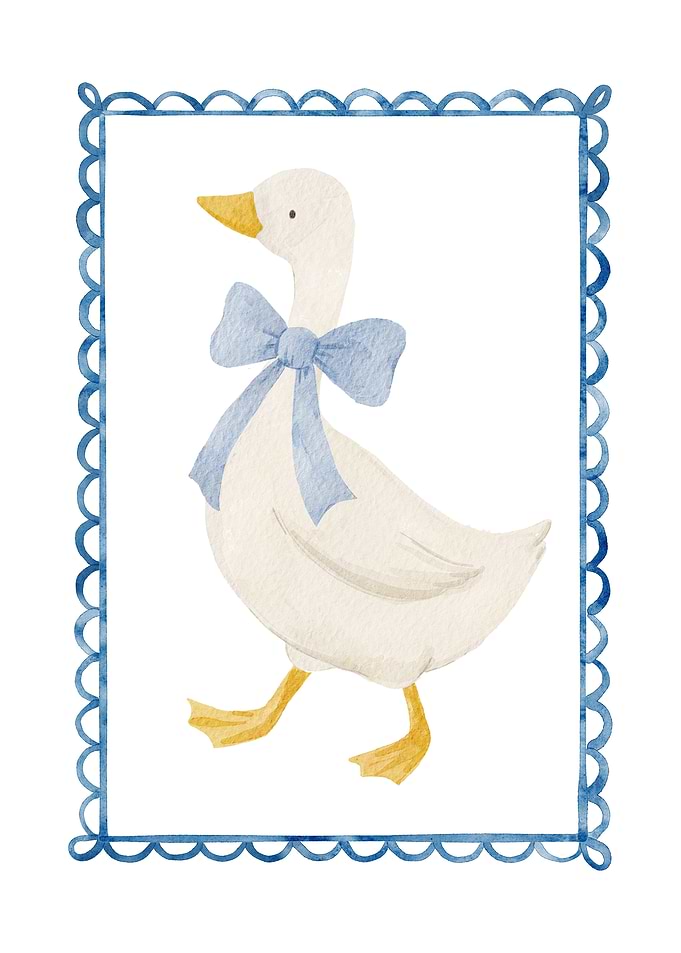 Cute Goose with Blue Bow