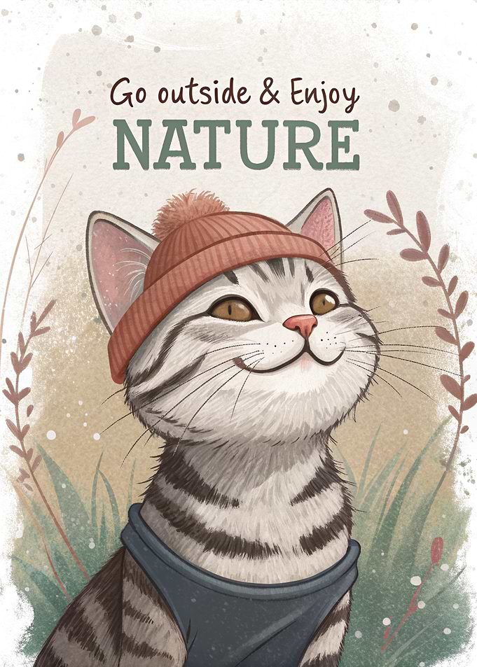 Cute Cat Enjoying Nature