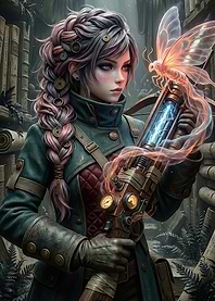 Steampunk Woman with Energy Weapon