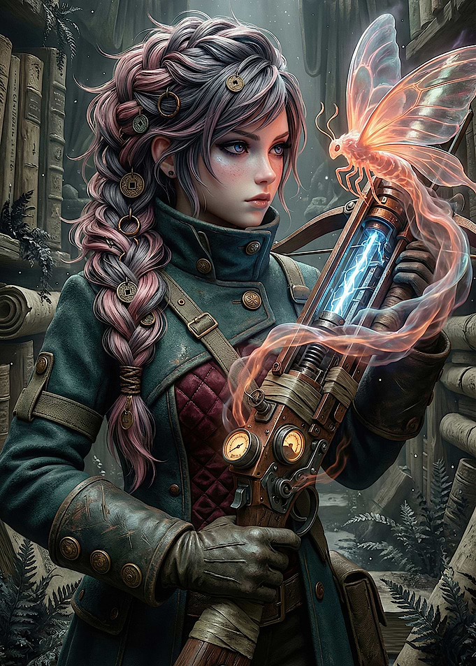 Steampunk Woman with Energy Weapon