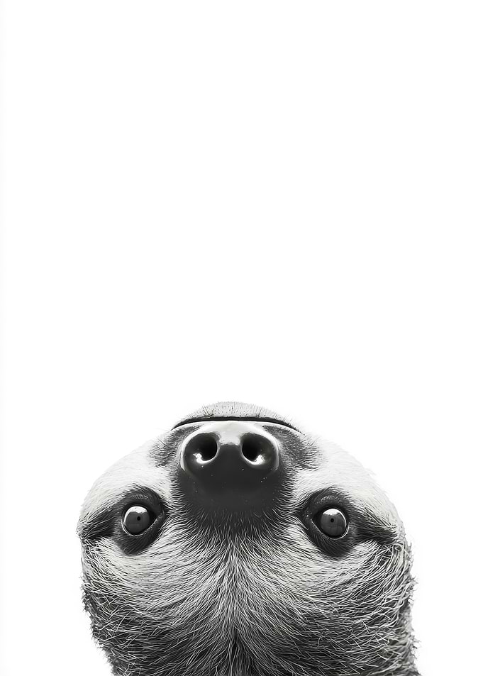 Upside Down Sloth Face Close-up