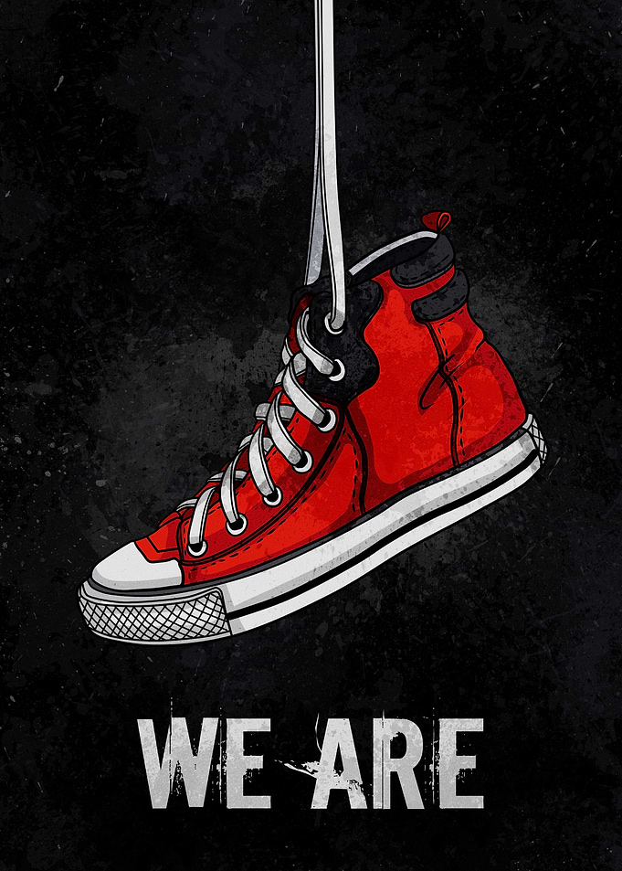 Red High-Top Sneaker Hanging
