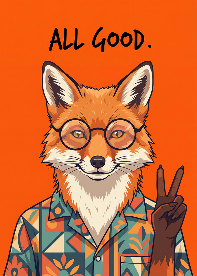 Fox in Glasses and Hawaiian Shirt