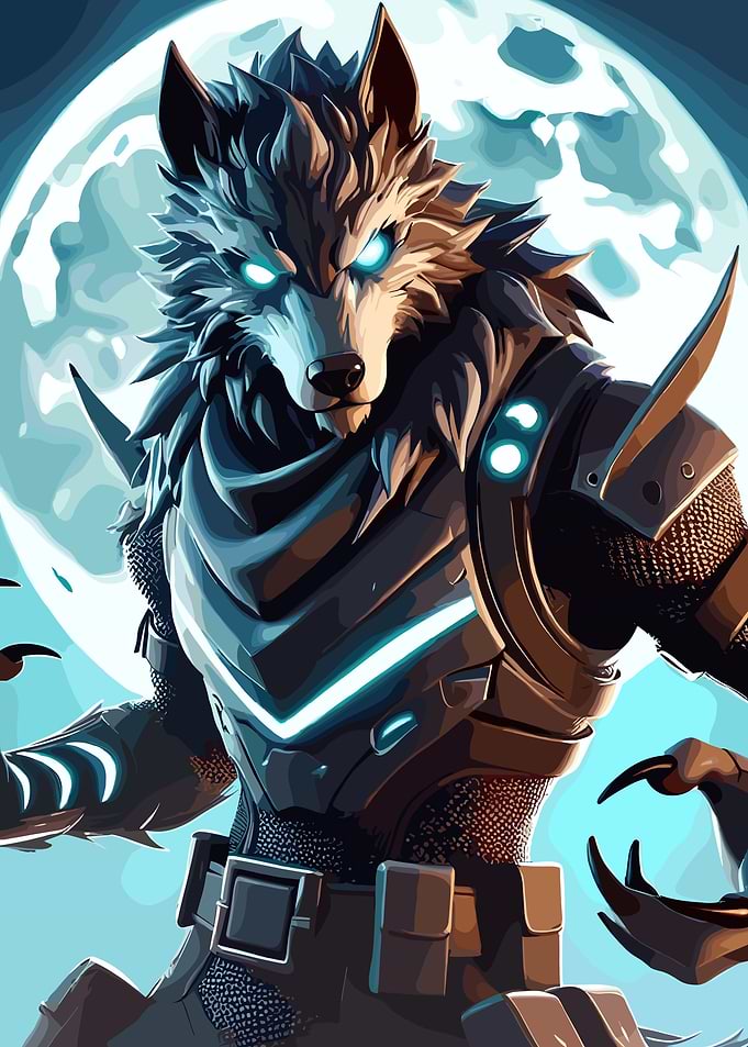 Werewolf Warrior with Glowing Eyes
