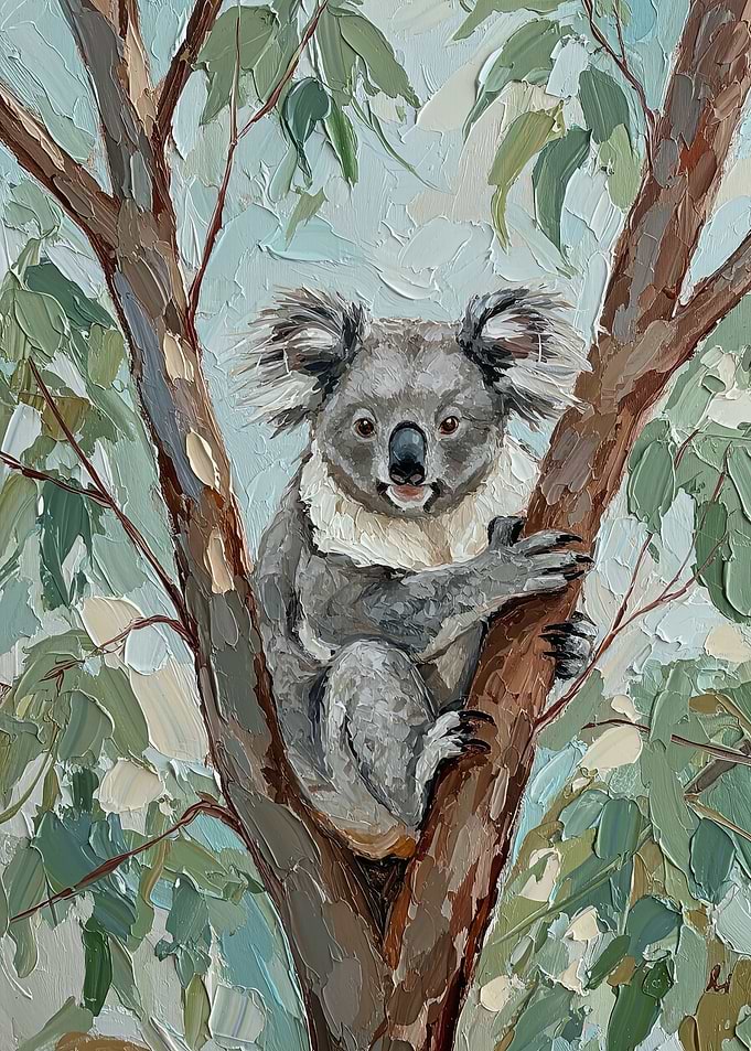 Koala in a Eucalyptus Tree