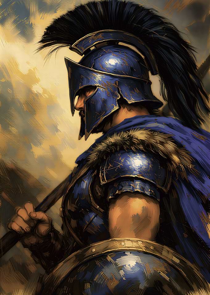 Ancient Greek hoplite warrior portrait