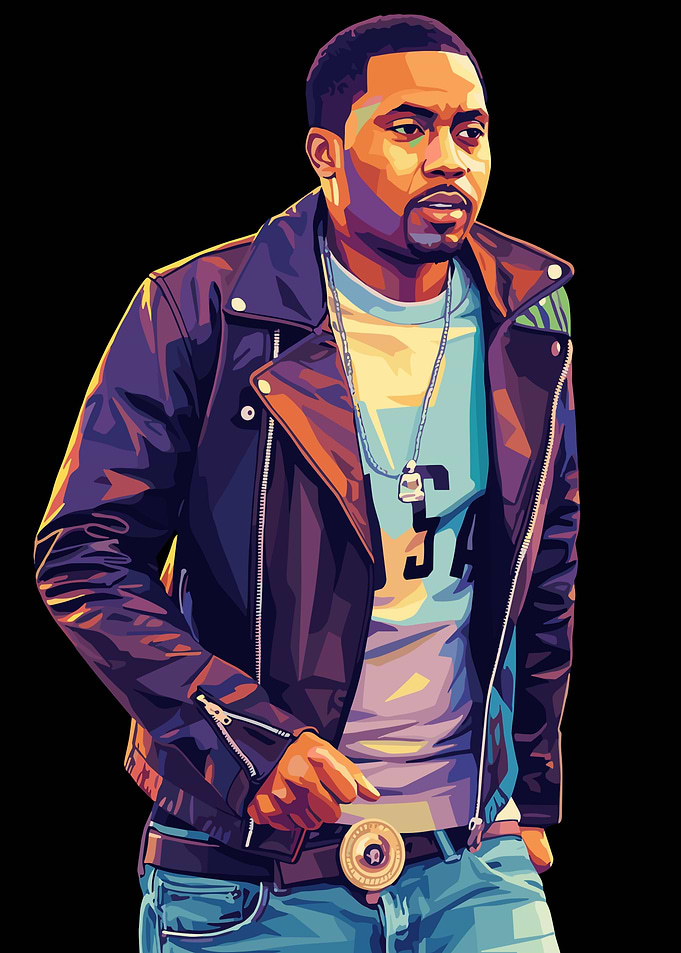 Nas in a Leather Jacket